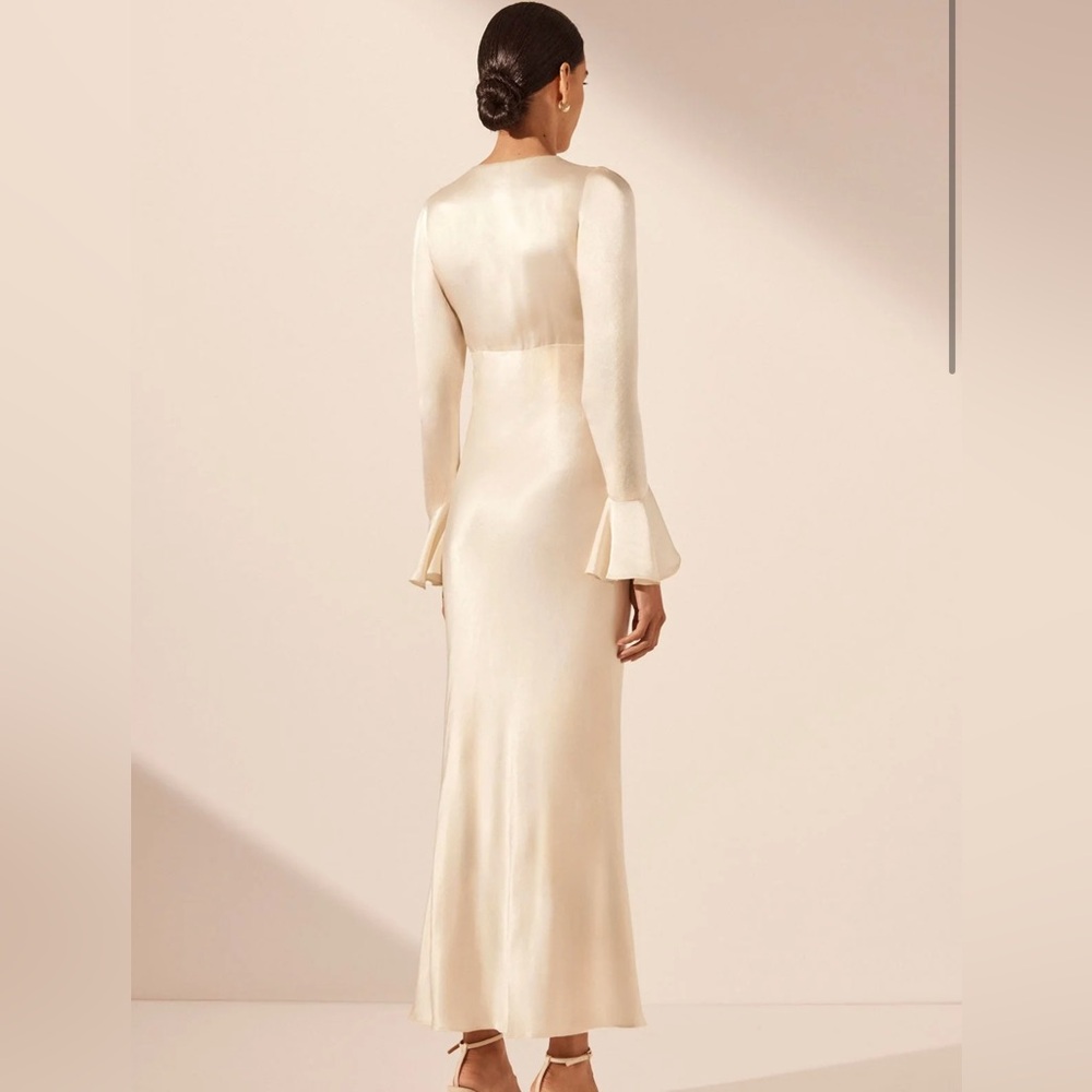 NWT Shona Joy La Lune Frill Cuff Bias Midi Dress in Cream size 8 - Picture 4 of 11